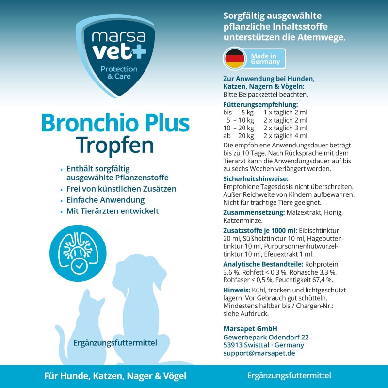 Marsavet Bronchio Plus Drops – Respiratory Support – label
