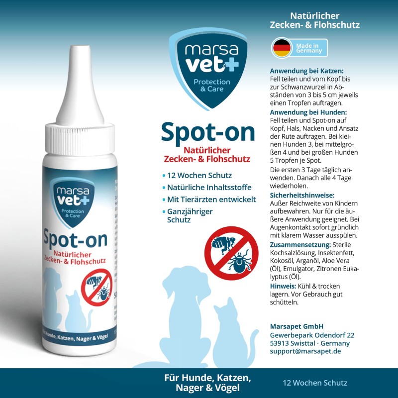 Marsavet Spot-on – Tick & Flea Protection 50 ml – label