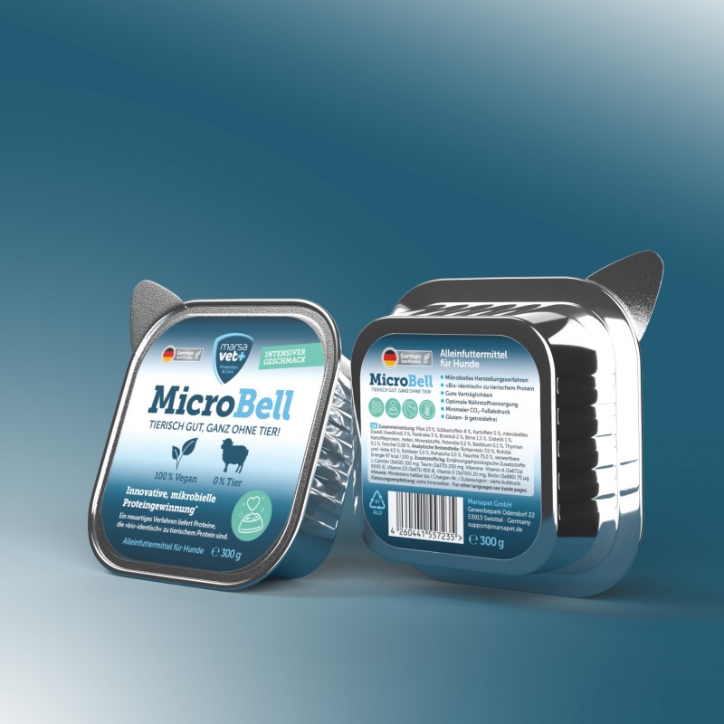 Marsavet Vegan Wet Food for Dogs MicroBell with Microbial Protein – 9 * 300 g – pâté